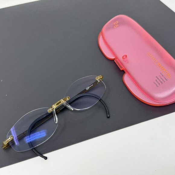 Eyephorics Eyeglasses  Clear Brown Swiss Rimless Frame Only  Read - Picture 11 of 12
